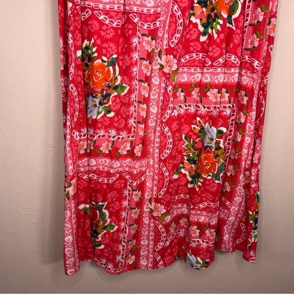 Small LC Lauren Conrad Linen Blend Skirt Fuchsia Pink Rose Floral Aline Lined - Picture 8 of 13